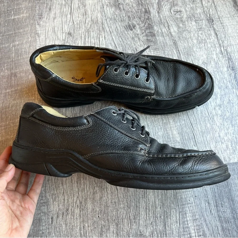 Paolo Sesto casual black leather loafers shoes size 13